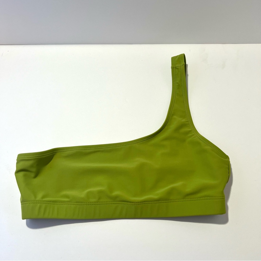 Nasty Gal Lime Green One Shoulder Swim Bikini Top Trendy Sexy Size 4 Small